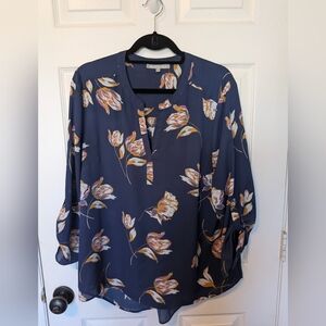 Daniel Rainn Navy Floral Blouse XL